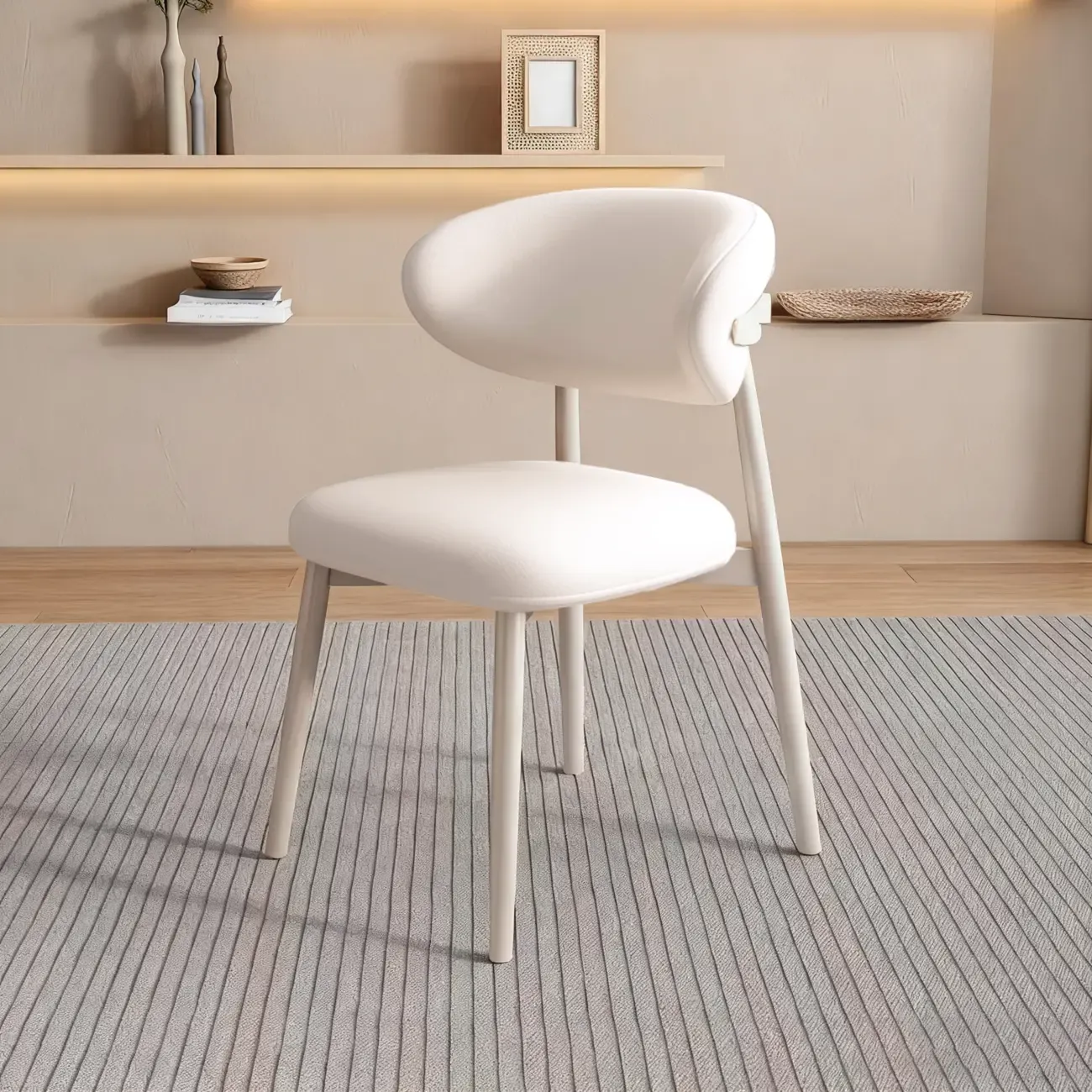 Modern Leather Wood Dining Chair Set of 2