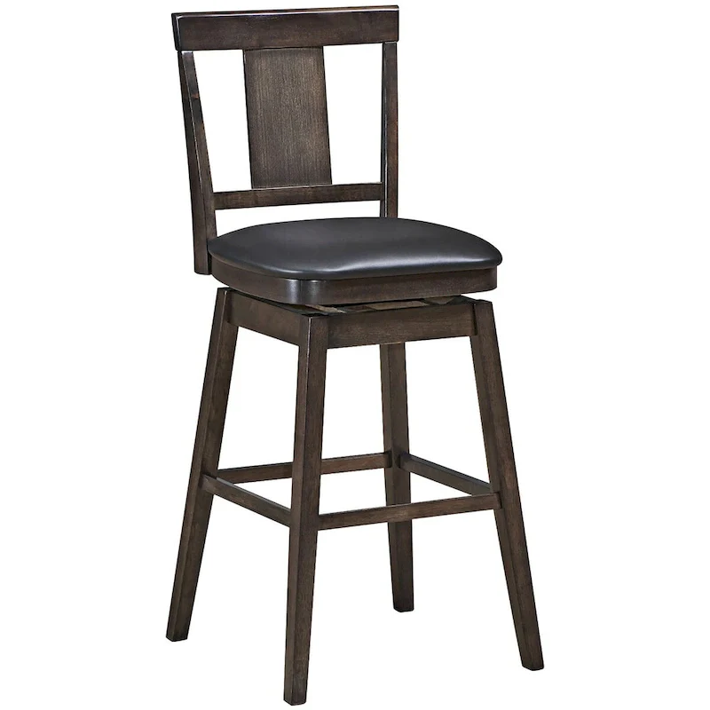 Swivel Bar Stool 29 inch Upholstered Pub Height Bar Chair with Rubber - Dark Grey