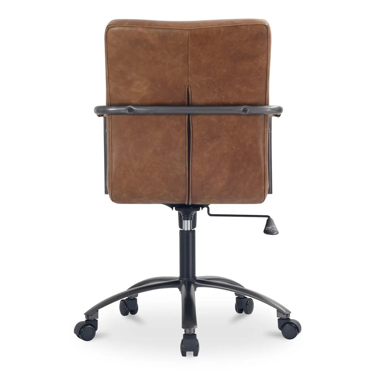Mid-Back Genuine Leather Swivel Desk Chair with Arms
