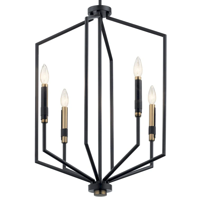 Kichler Armand 27 inch 4 Light Foyer Pendant in Black and Bronze Finish
