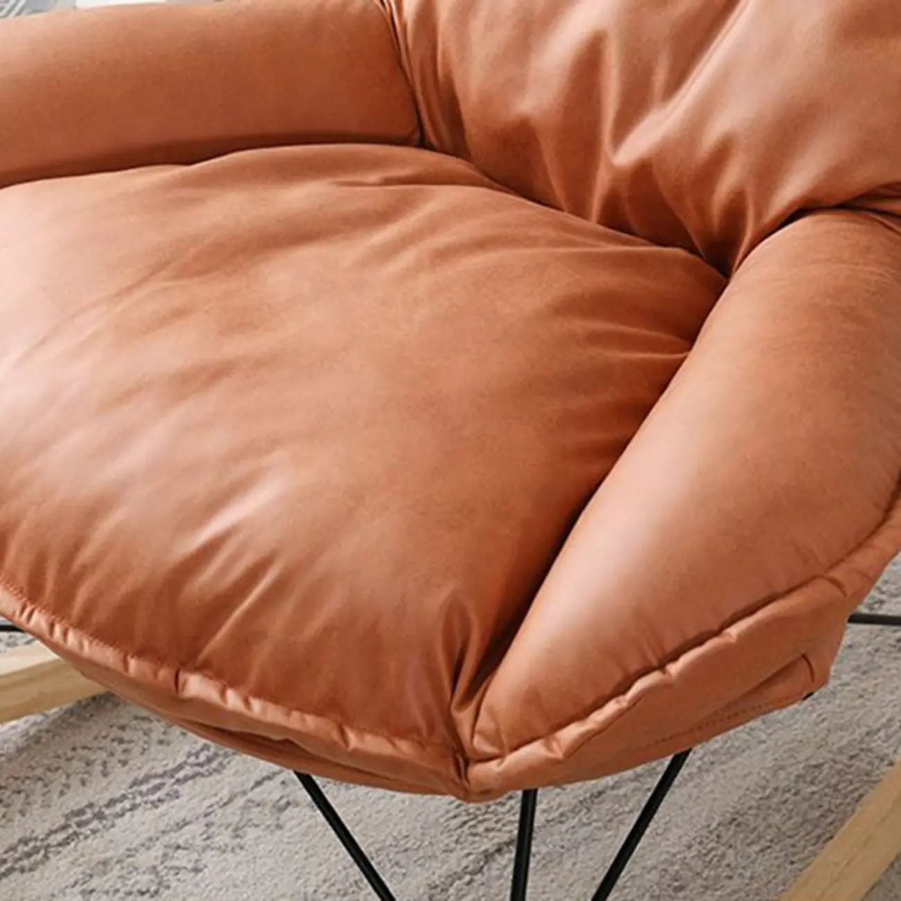 Cotton Upholstered Rocking Chair with Removable Cushions