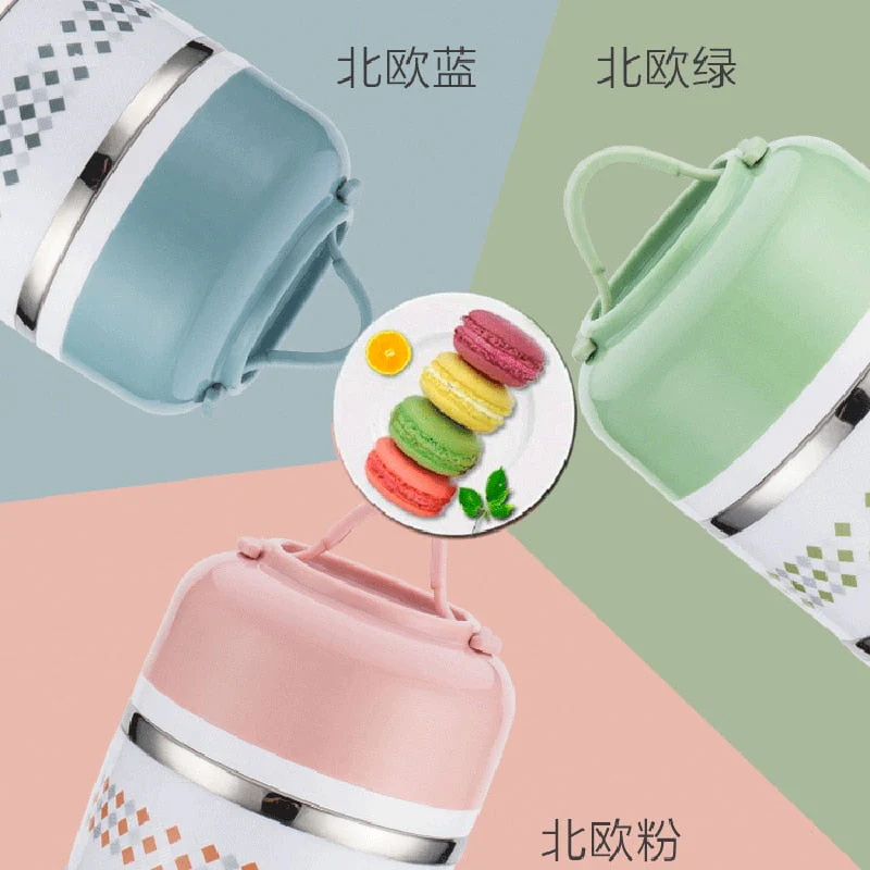 HULIANFU Portable Stainless Steel Thermal Lunch Box for Food Office Lunchbox Bento Boxs Thermos Lunch Box Food Container with Lunch Bag - Deanwangkt