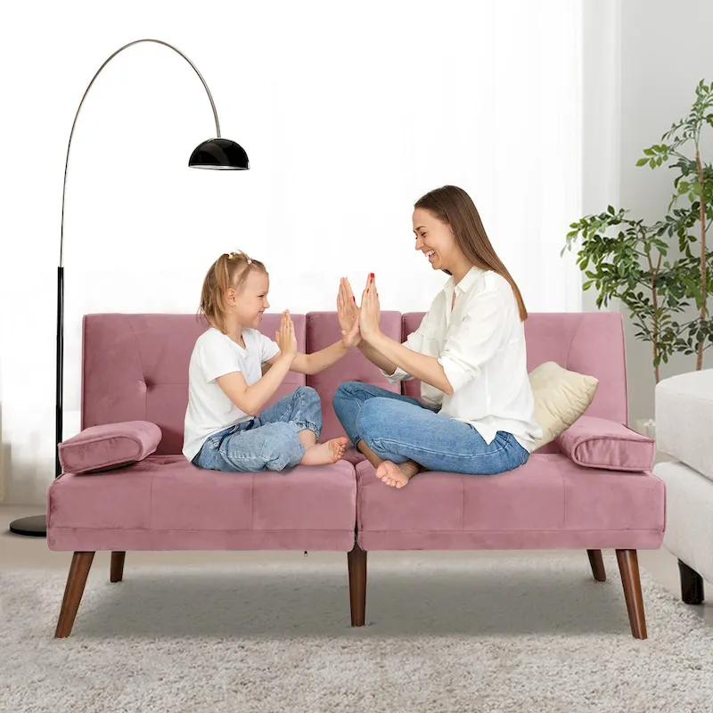 Futzca 60 Small Loveseat, 3 in 1 Cute Convertible Sofa Bed