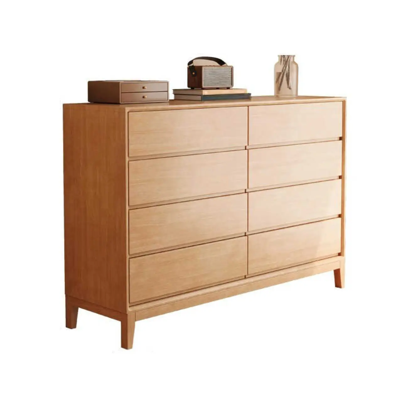 Simplistic Natural Wood 4-Tier Living Room Storage Chests