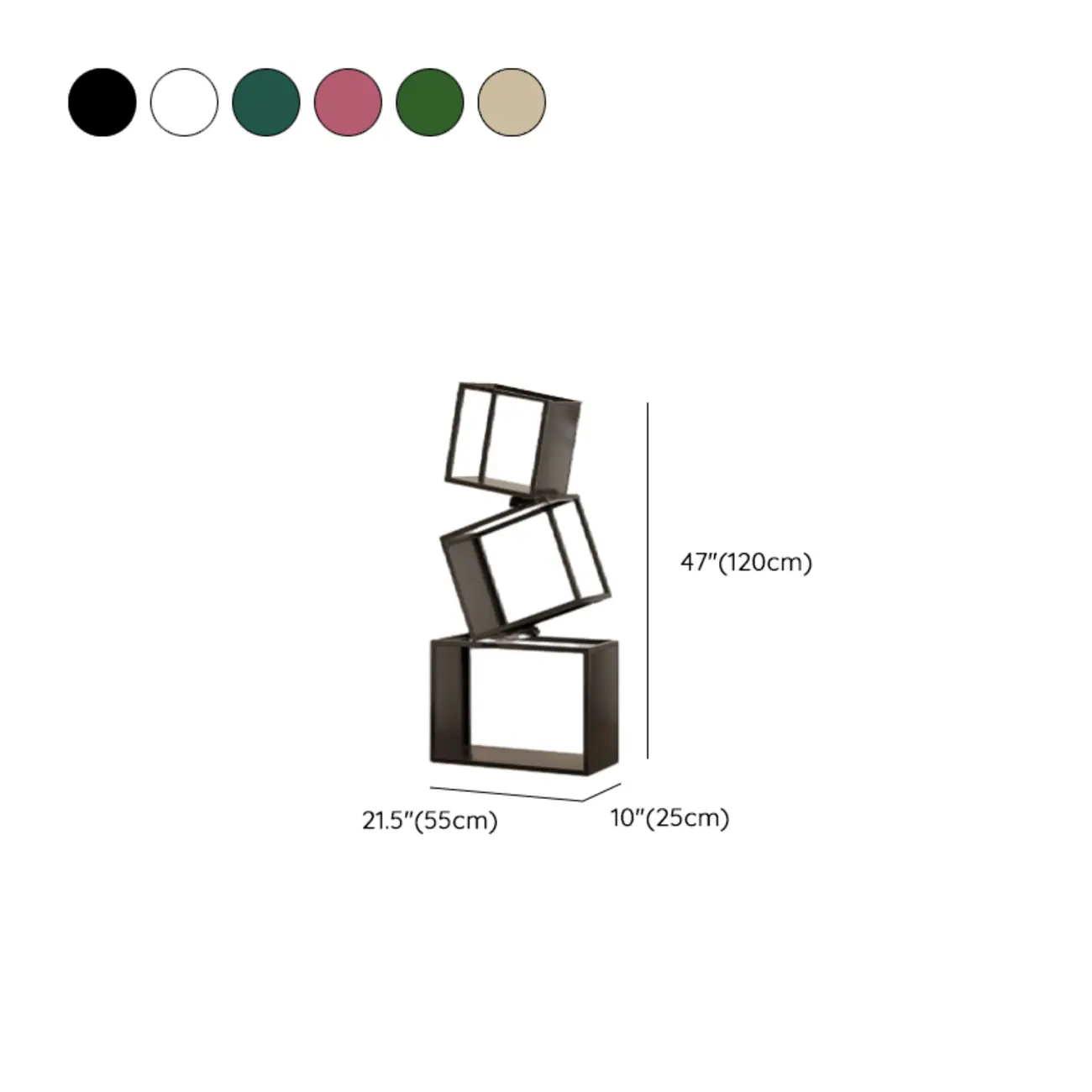 73H Black Metal Geometric Open Cube Bookcase