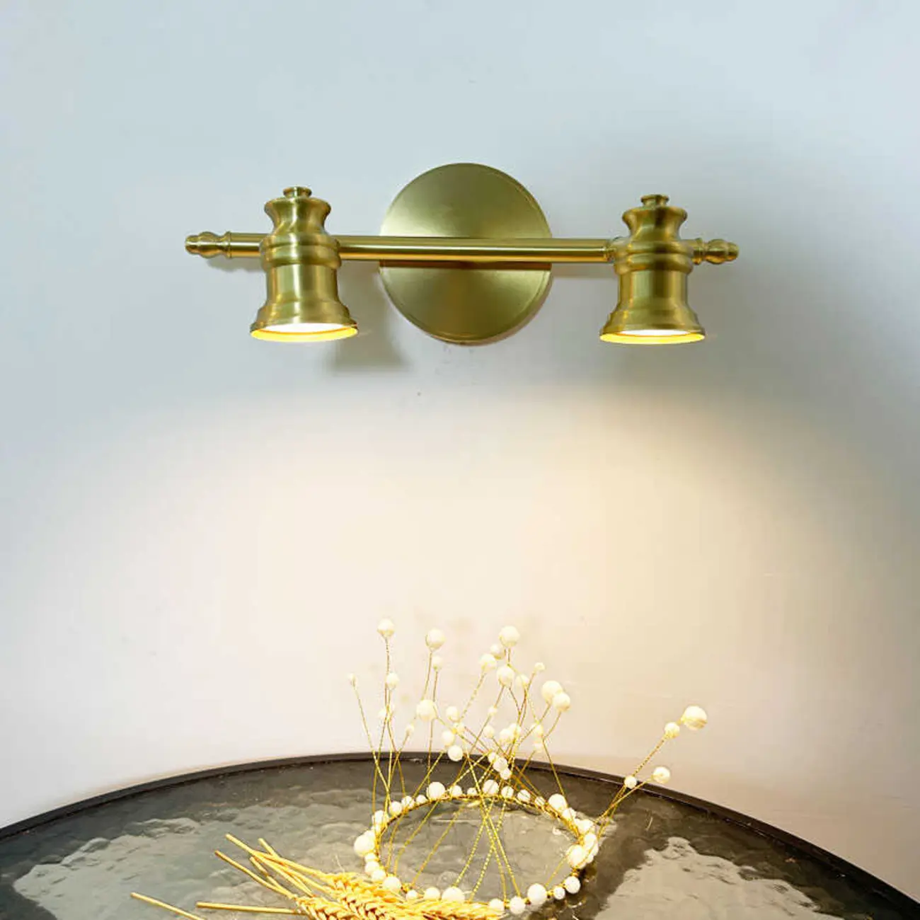 Antique Copper Gold Bath Vanity Light Fixture Hardwired