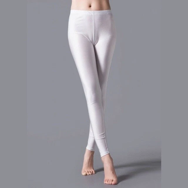 Hot Selling  Women Solid Color Fluorescent Shiny Pant Leggings Large Size Spandex Shinny Elasticity Casual Trousers For Girl - Deanwangkt