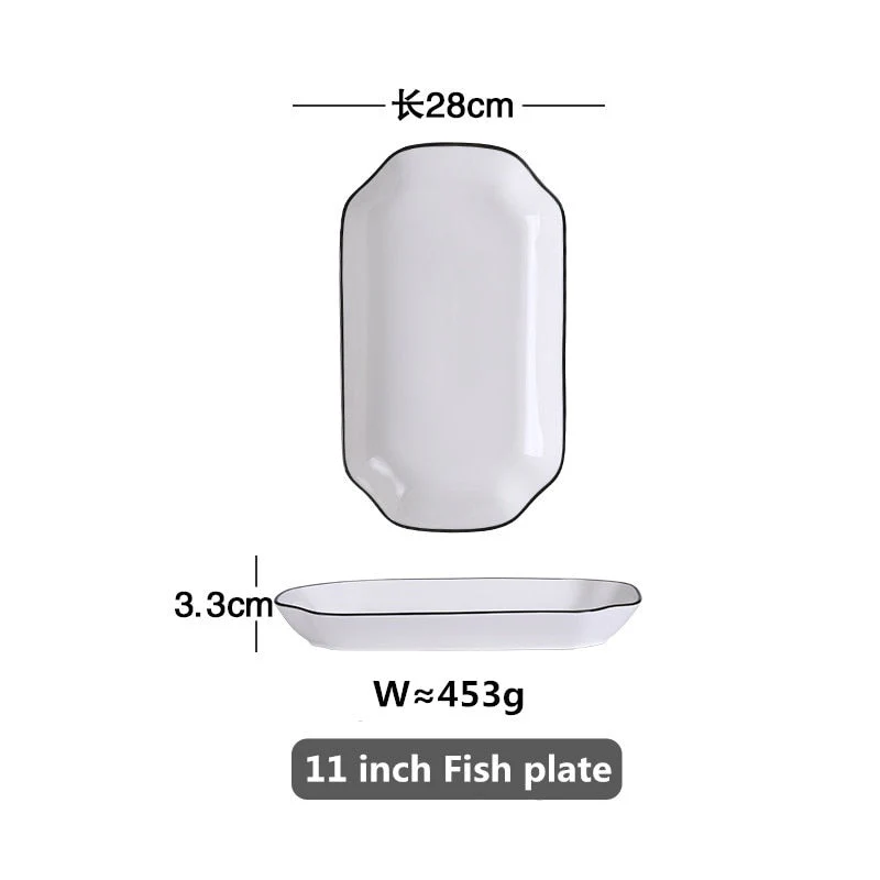 HULIANFU White Dinner Plate Set Ceramic Kitchen Plate Tableware Set Food Dishes Rice Salad Noodles Bowl Soup Kitchen Cook Tool 1pc - Deanwangkt