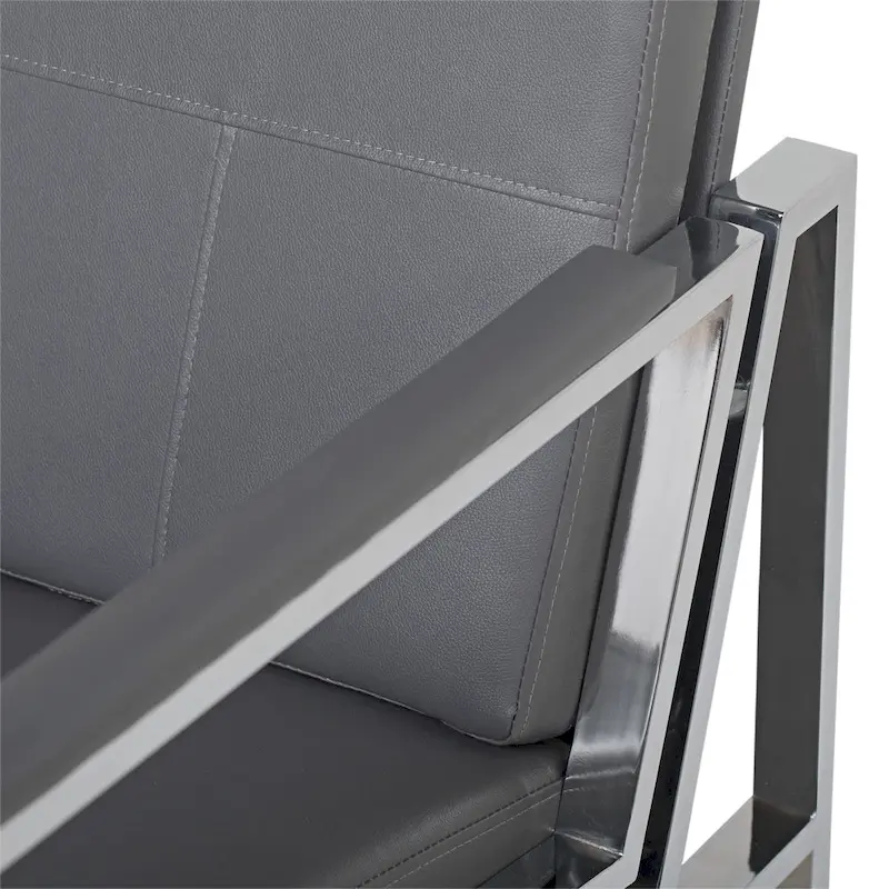 Strick & Bolton Regina Metal and Bonded Leather Mid Century Accent Chair