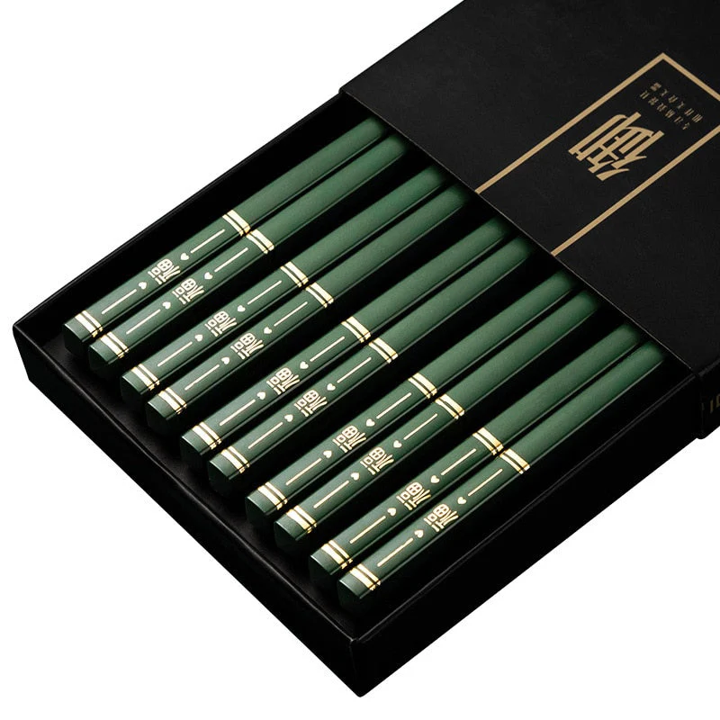 HULIANFU JANKNG 5 Pair Japanese Chopsticks Alloy Non-Slip Sushi Chop Sticks Set Chinese Gift Reusable Chopsticks Tableware Gift Kitchen - Deanwangkt
