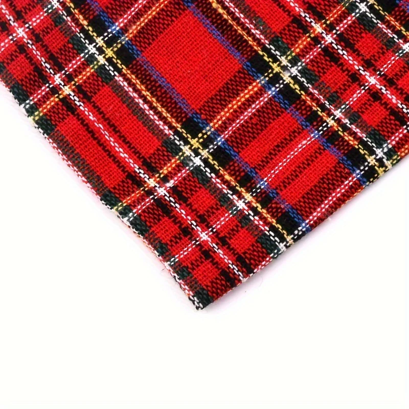 10 Pcs Festive Red Plaid Reusable Cotton Drawstring Bags - Perfect for Wedding, Birthday, Christmas, and More Decorative Occasions - Deanwangkt