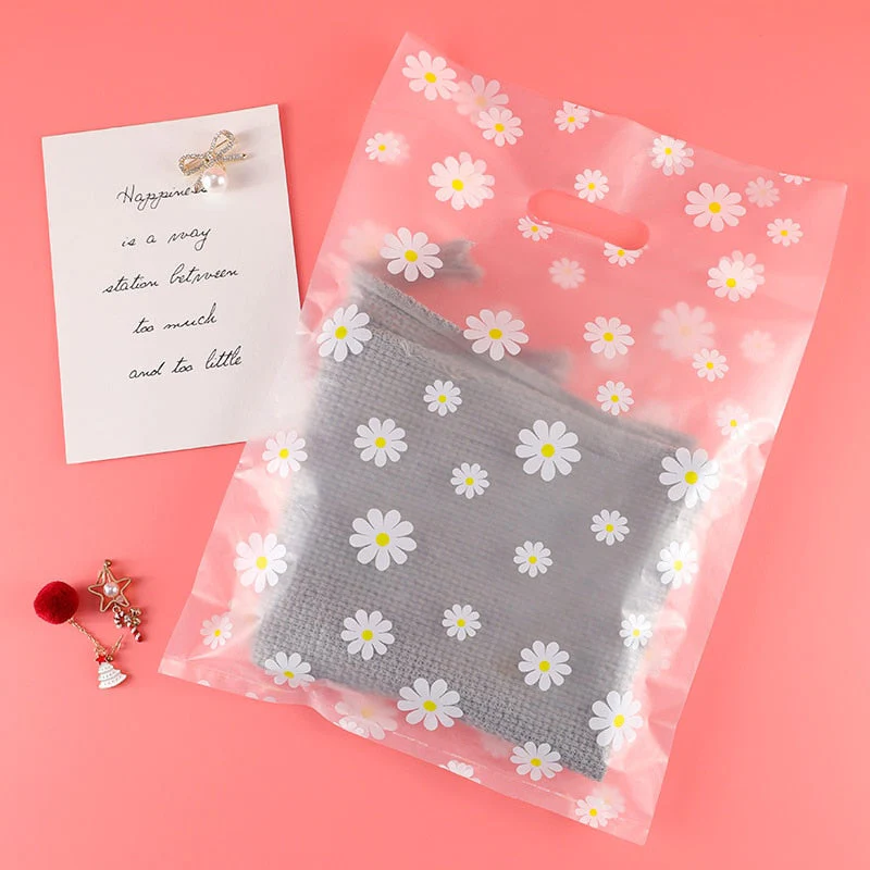 HULIANFU Small Plastic Bag for Jewelry/Earrings/Scarf/Socks Little Daisy Wedding Gift Bags Mini Packaging Bags for Business 25pcs/lot - Deanwangkt
