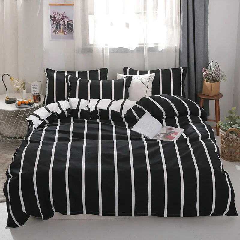 HULIANFU Nordic Style Pink Heart Bedding Set Cover Cute Bed Linens Duvet Cover Sheets and Pillowcases Queen King Size Home Textile Sets - Deanwangkt