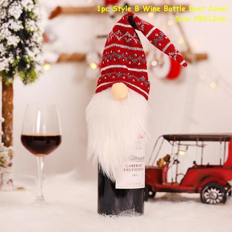 HULIANFU   Xmas Wine Bottle Dust Cover Noel Navidad Christmas Decoration for Home Dinner Decor Christmas Gift Tree Ornament New Year 2026 - Deanwangkt