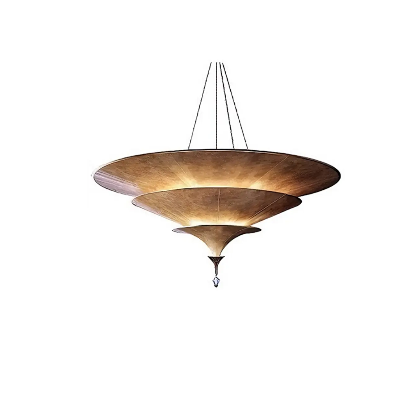 Art Deco Parasol-style Tiered Metal Large Pendant Light