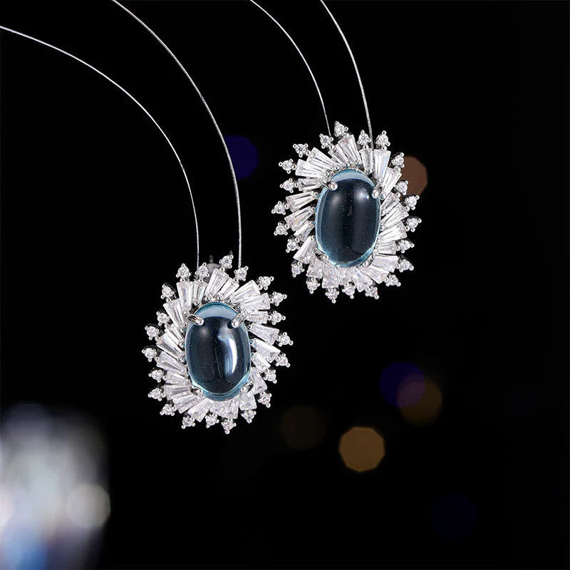 2025 Summer simple temperament niche high-end earrings fashionable small fresh geometric fireworks earrings zircon jewelry wholesale - Deanwangkt