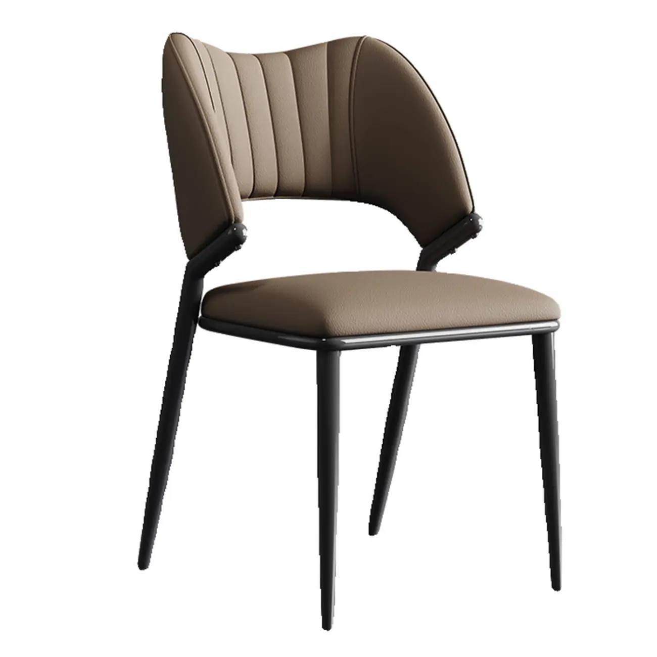 Modern Faux Leather Curved Back Armless Dining Chair