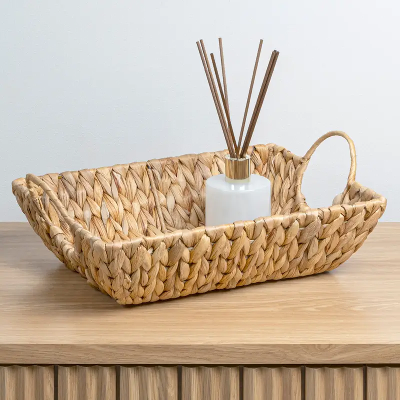 happimess Rectangular Decorative Basket Trays, Handles (Set 3)