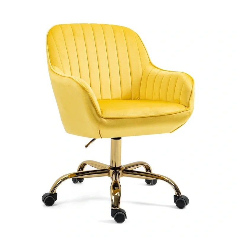 Modern Velvet 360 Degree Swivel Office Chair with Gold Base