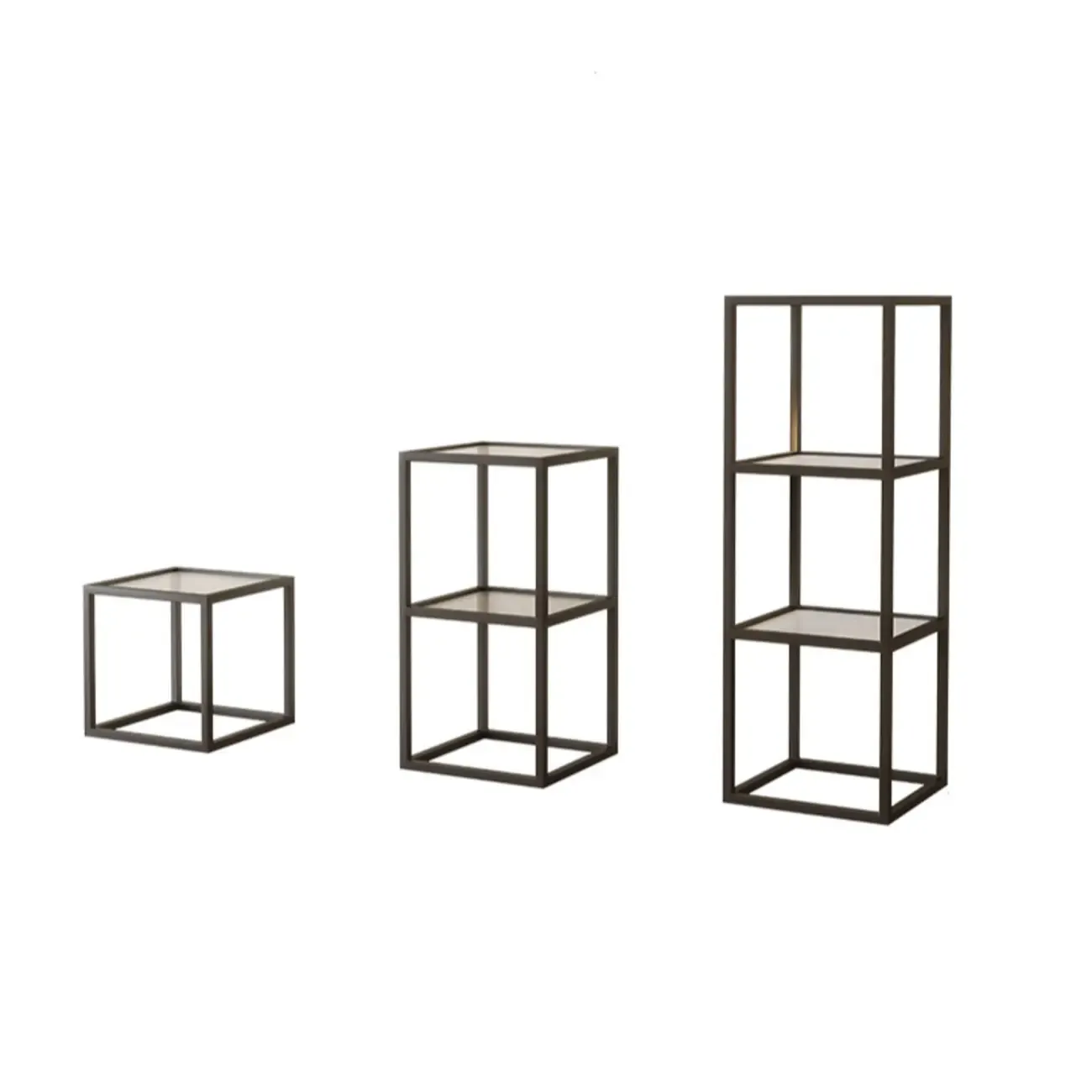 Modern Cube Open Metal Frame Black Bookcase