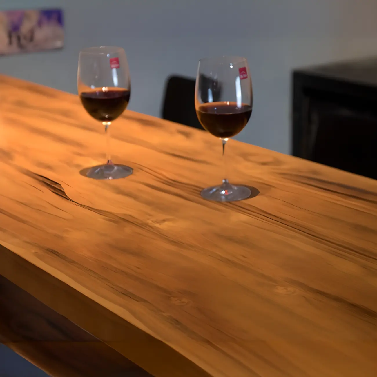 Industrial Brown Wooden Fixed Top Metal Leg Bar Tables