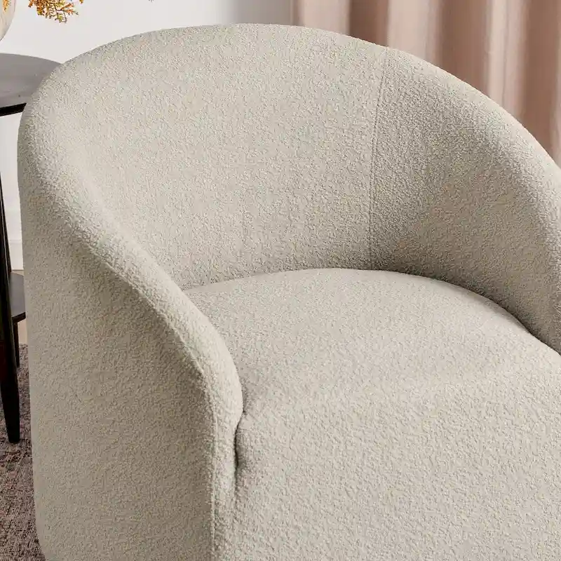 KINWELL 32W Boucle Upholstered Swivel Barrel Armchair (Set of 2)