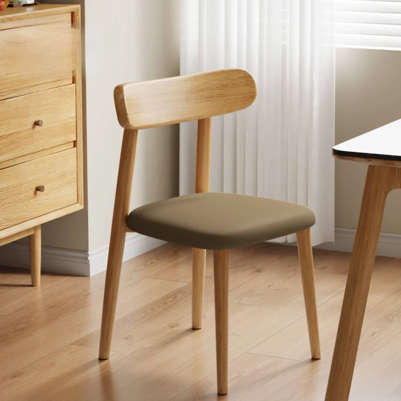 Modern Armless Leather Dining Chair with Low Back