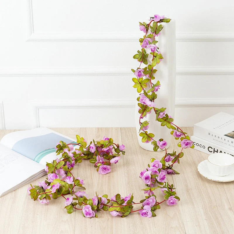 HULIANFU 2026  250CM Rose Artificial Flowers Christmas Garland For Wedding Home Room Decoration Spring Autumn Garden Arch DIY Fake Plant Vine - Deanwangkt