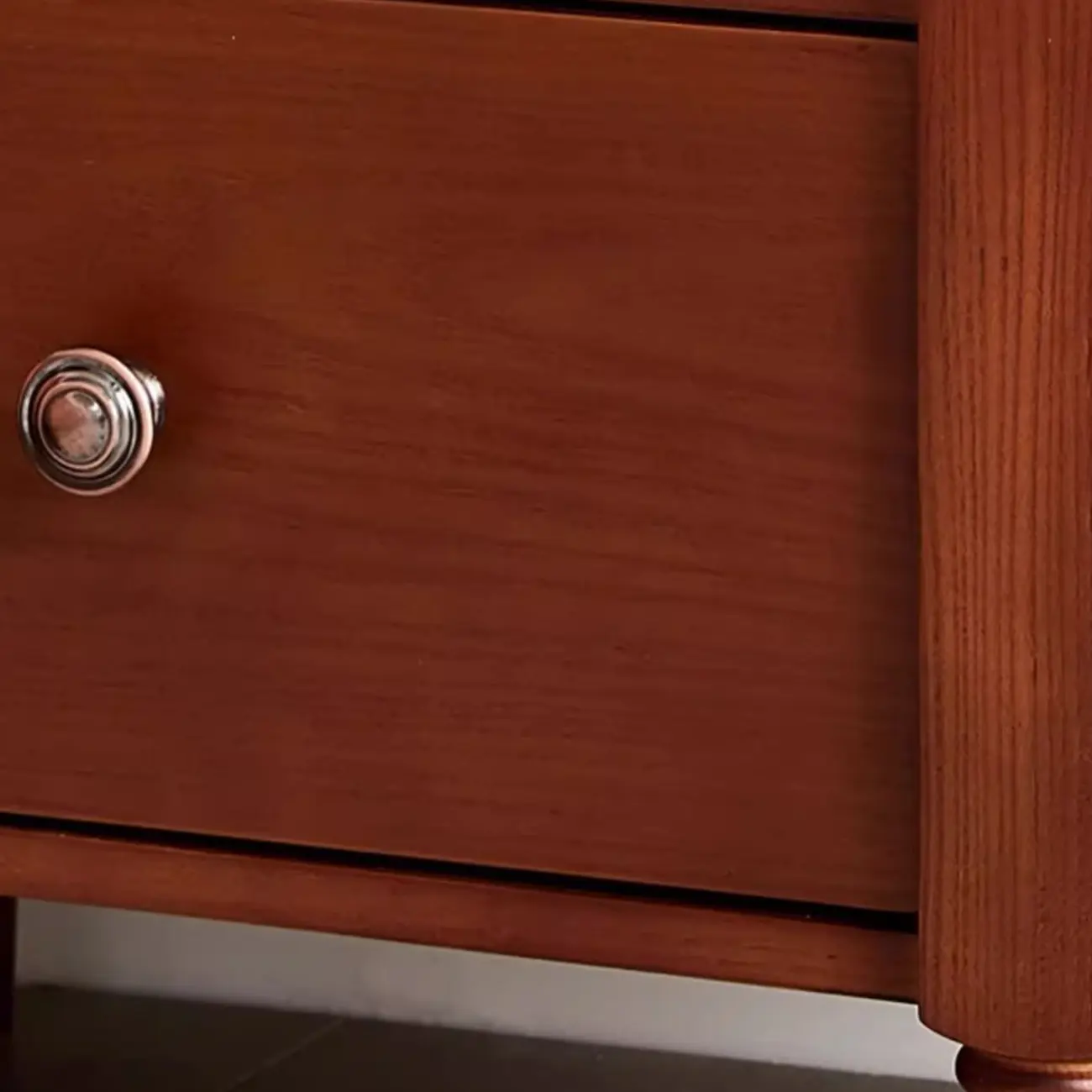 French Country Black 2 Drawers Wooden Nightstand