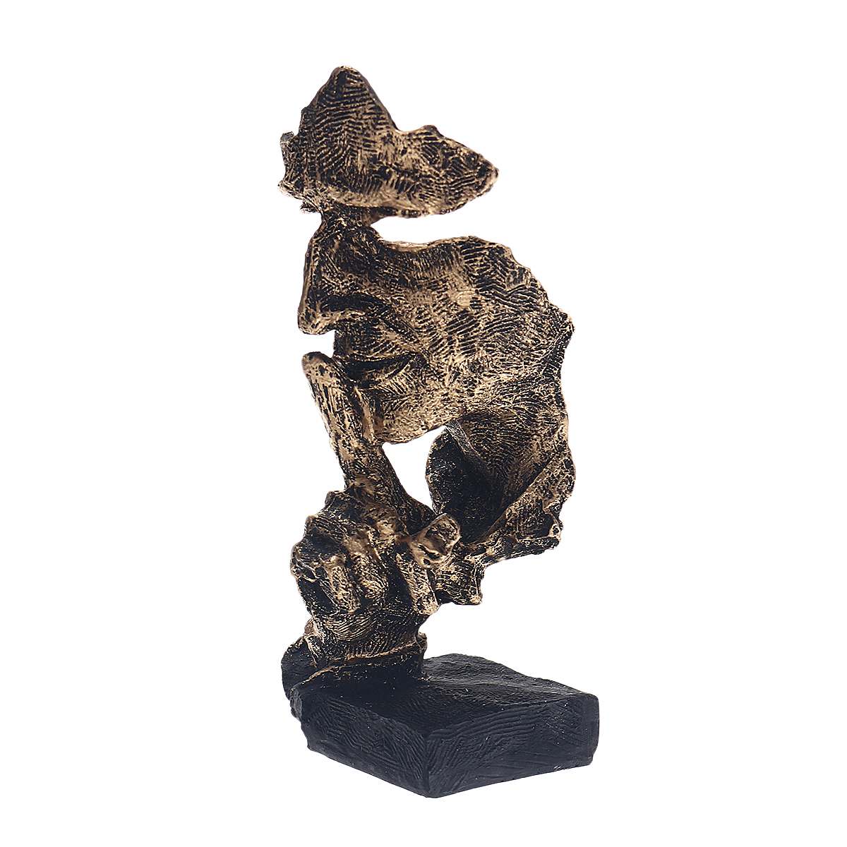 HULIANFU Nordic Simple Abstract Sculpture Figurine Ornaments Silence Is Gold Office Home Decoration Accessories Modern Art Resin Decor - Deanwangkt
