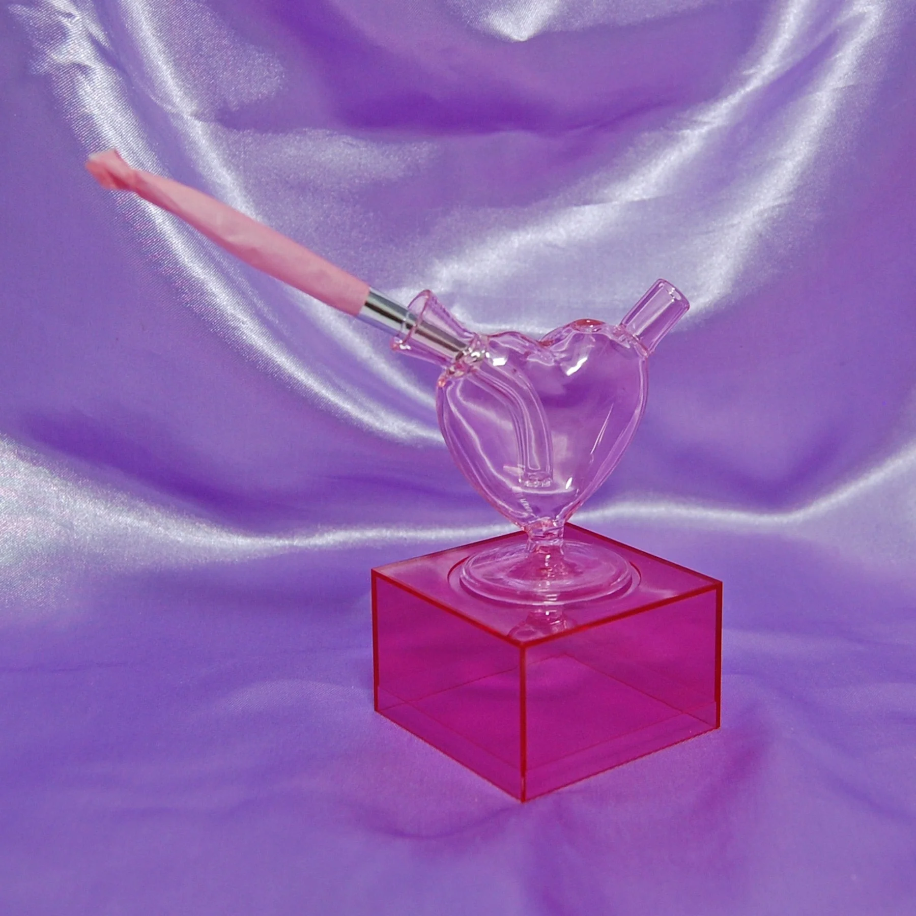 HULIANFU Pink Glass Smart MINI Bubblers Heart Cigarette Filter Tips Cigarette Water Pipe - Deanwangkt