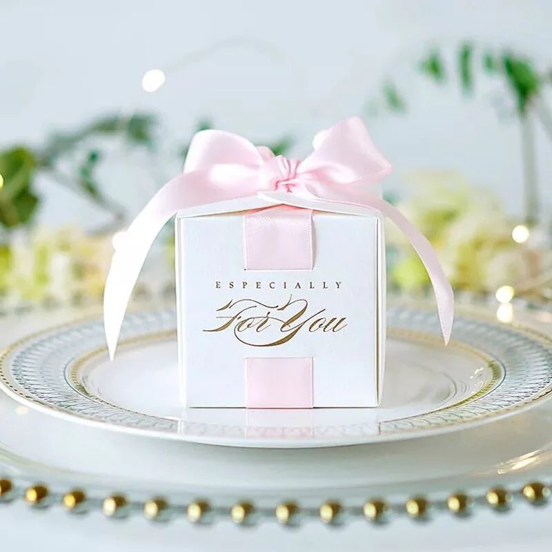 HULIANFU Wedding Favors Gift Box Souvenirs Gift Box With Ribbon Candy Boxes For Christening Baby Shower Birthday Event Party Supplies - Deanwangkt