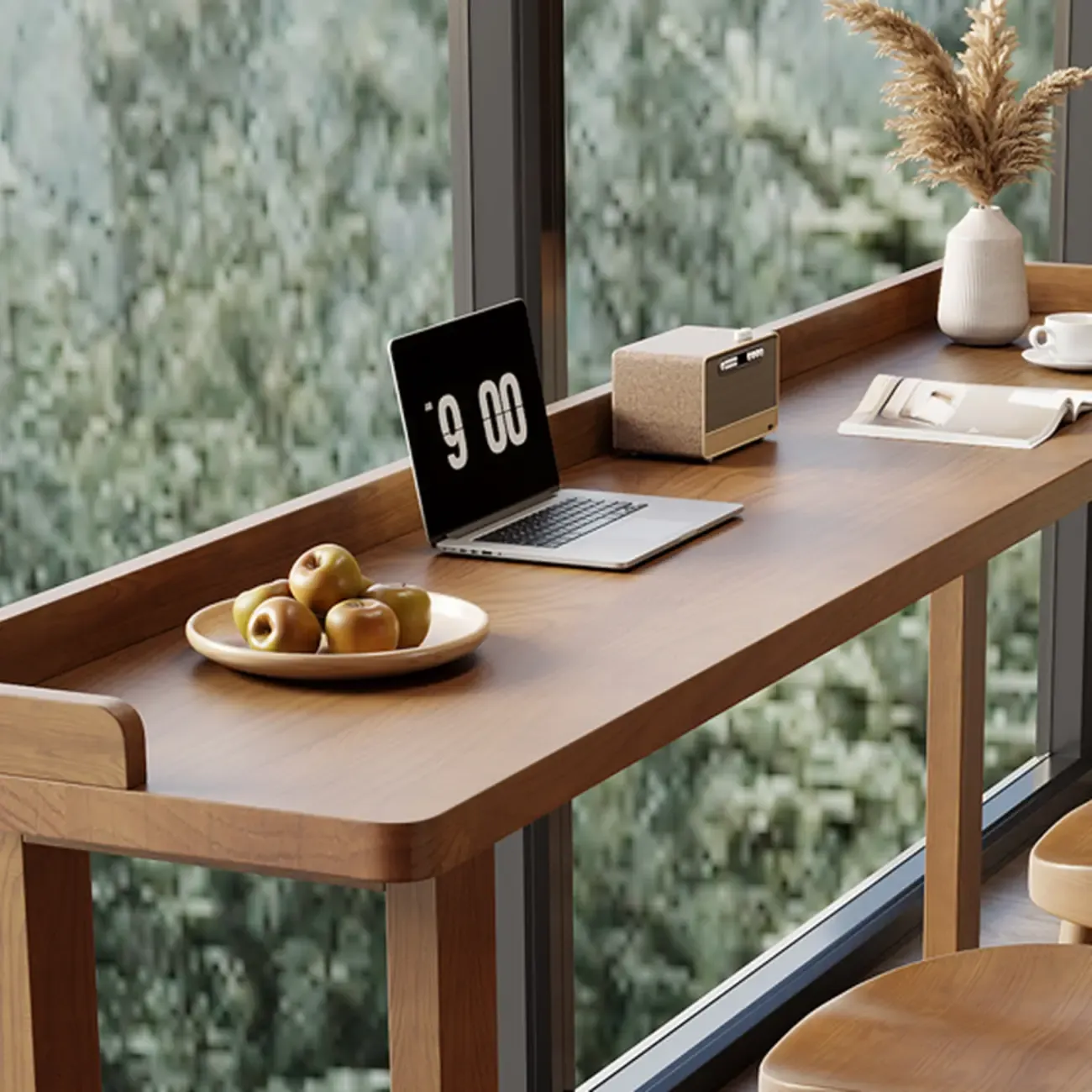 Scandinavian Natural Wood Rectangular Sled Bar Tables