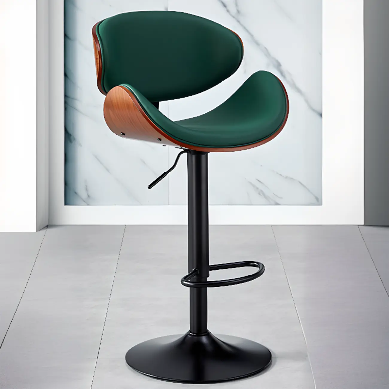 Bucket Adjustable Swivel Leather Bar Stools