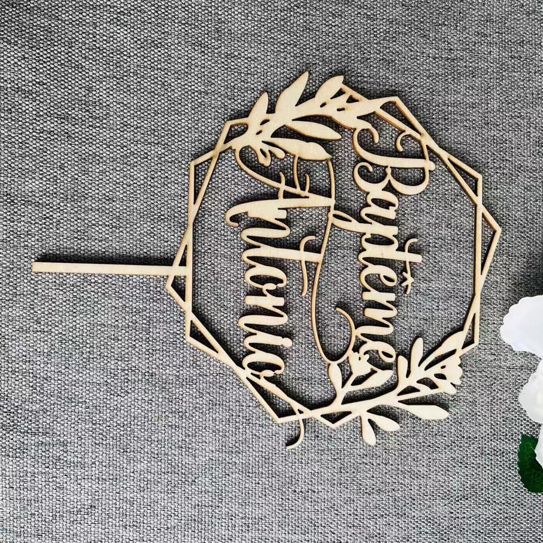 HULIANFU Personalized Names Wedding Cake Topper Geometric Custom Unique First Names Wedding Cake Topper  Decoration Bridal Shower - Deanwangkt