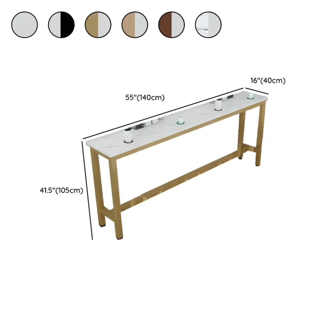 Modern White Metal Fixed Top Design Bar Tables