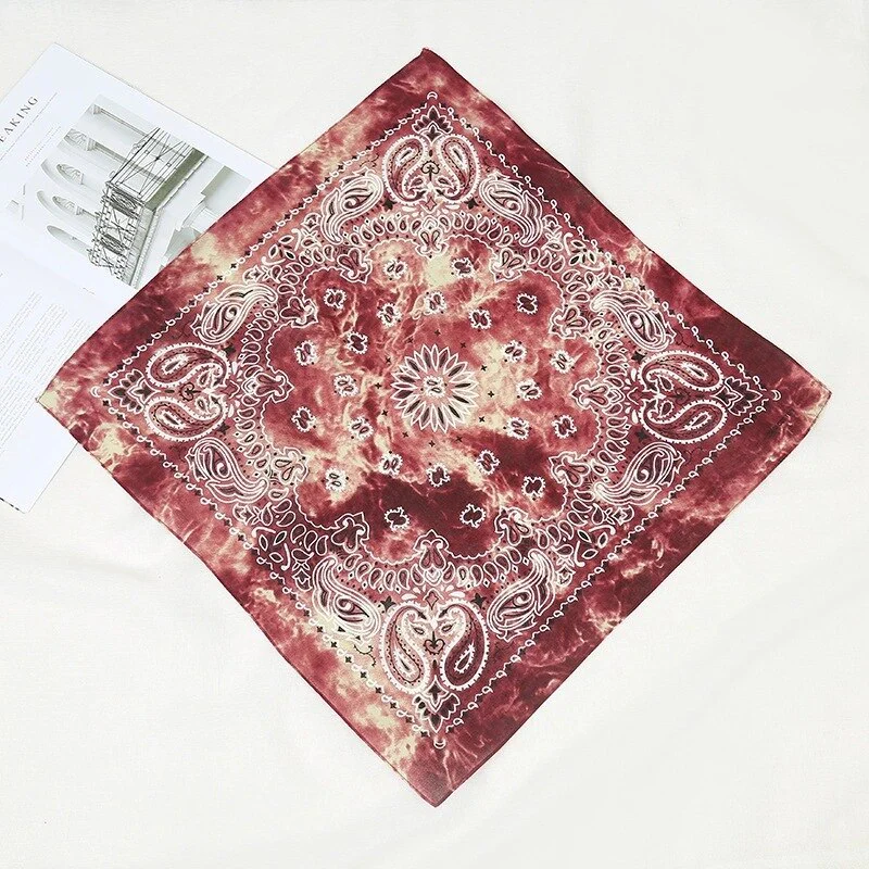 HULIANFU Tie Dye Bandana Cotton Paisley Bandanas Headbands Cowboy Handkerchiefs for Men and Women Colorful Hip-Hop Cycling Outdoor - Deanwangkt