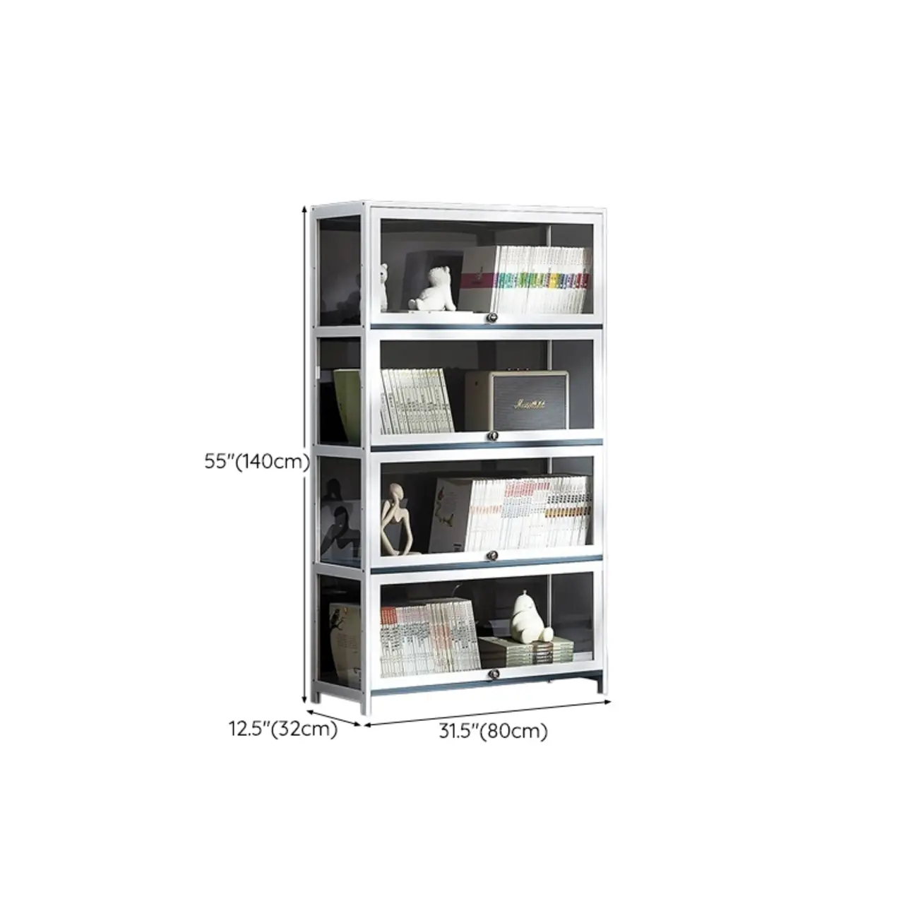 Modern White Bamboo Flip-Up Glass Display Cabinet