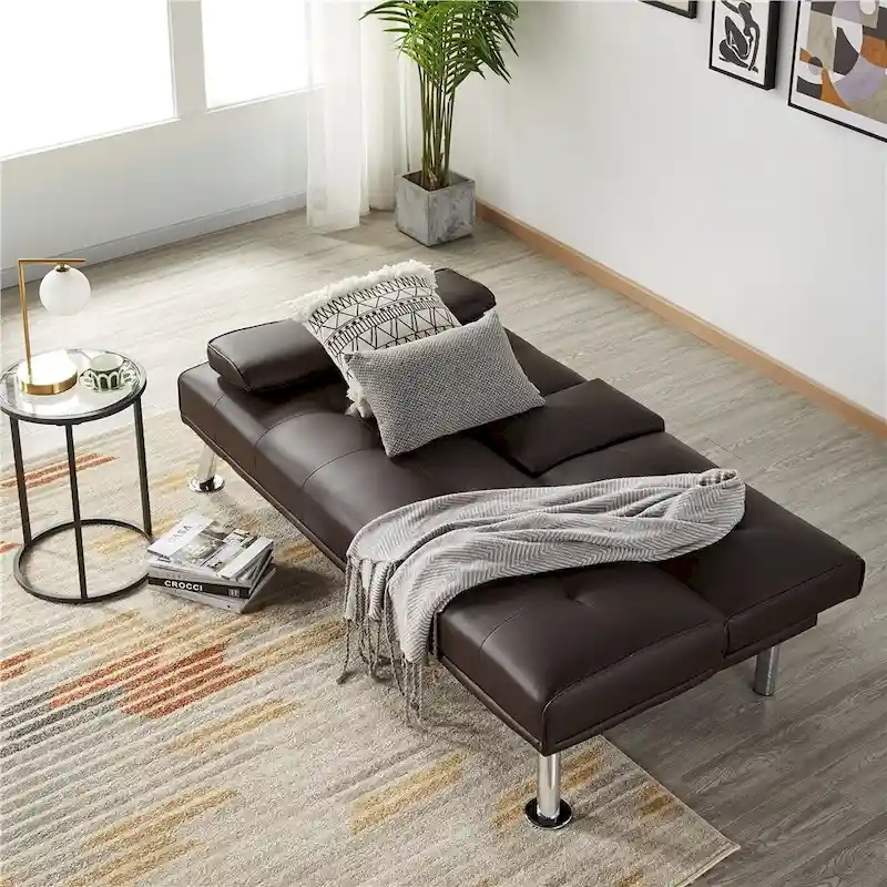 Yaheetech Modern Recliner Couch Faux Leather Futon Sofa Bed