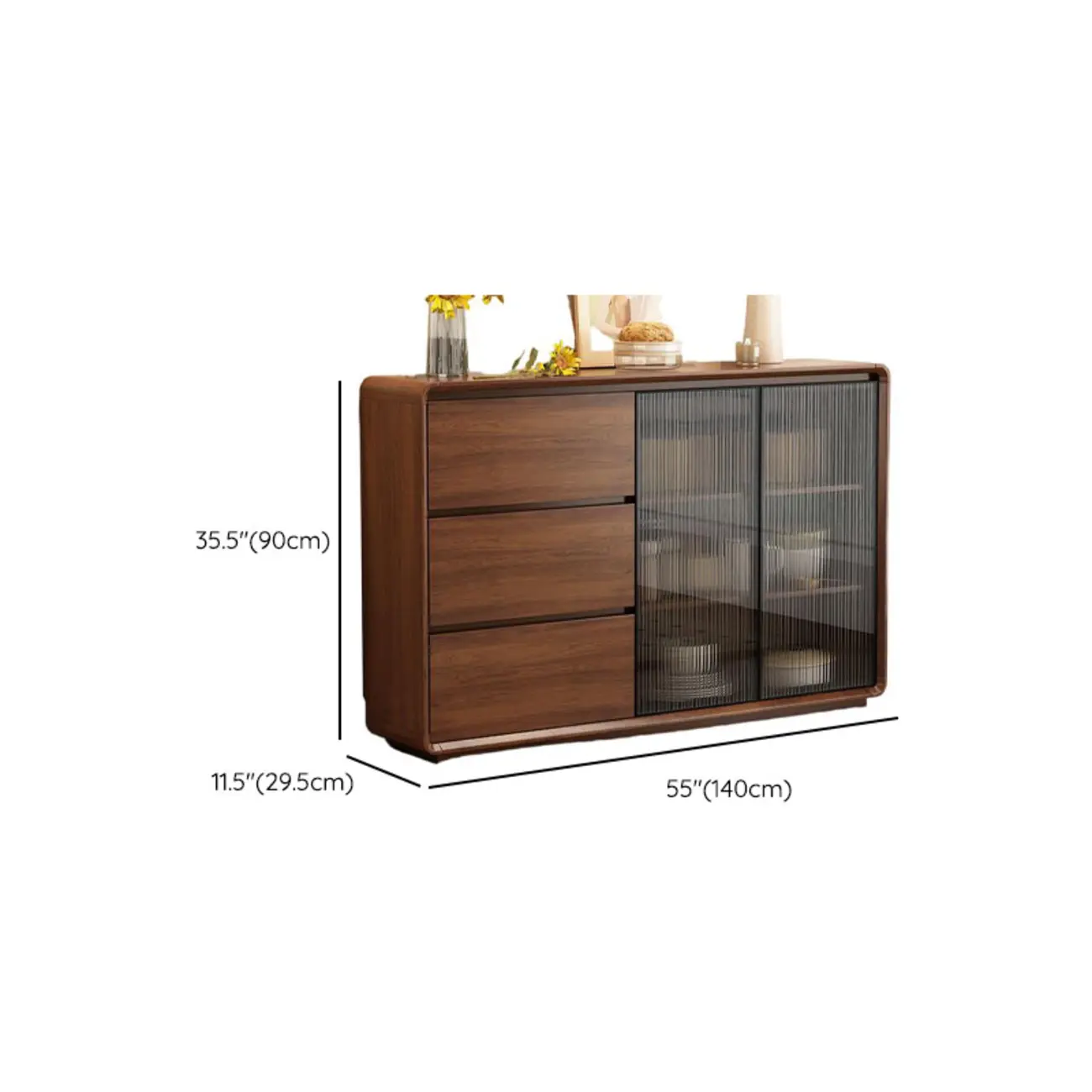 Casual Espresso Wood Sideboard with Drawers