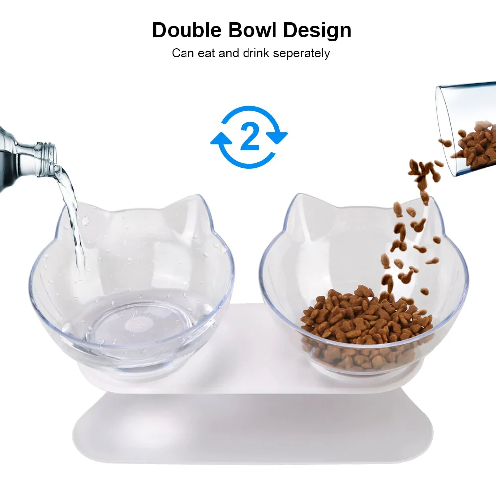 HULIANFU Non-Slip Pet Bowls For Cats Food Cat Water Bowl Double Cat Bowl Dog Bowl Pet Feeding Cat Dogs Feeder Protection Cervical - Deanwangkt