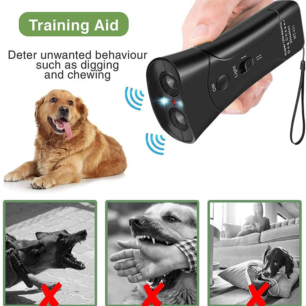 HULIANFU Pet Dog Repeller Anti Barking Stop Bark Training Device Trainer LED Ultrasonic Anti Barking Ultrasonic Without Battery - Deanwangkt