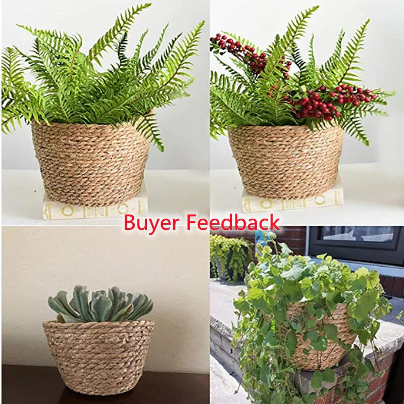 HULIANFU Straw Weaving Flower Plant Basket Grass Planter Basket Indoor Outdoor Flower Pots Cover Plant Containers for Plantable Plants FU - Deanwangkt