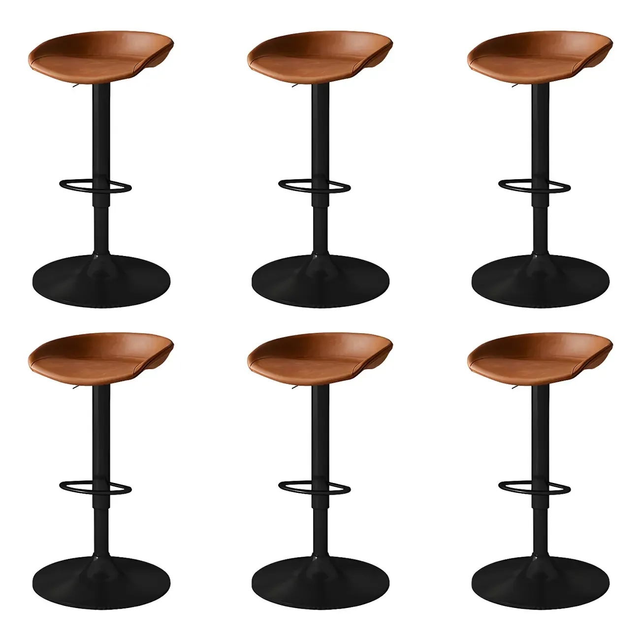 Modern Leather Black Pedestal Swivel Adjustable Bar Stool