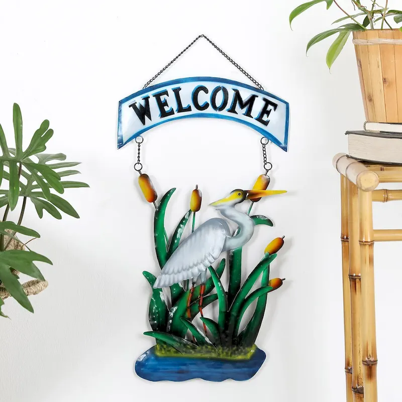 Novica Handmade Lake Greeting Iron Welcome Sign
