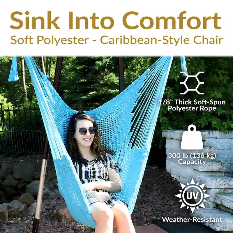 Sunnydaze Hanging Caribbean XL Hammock Chair
