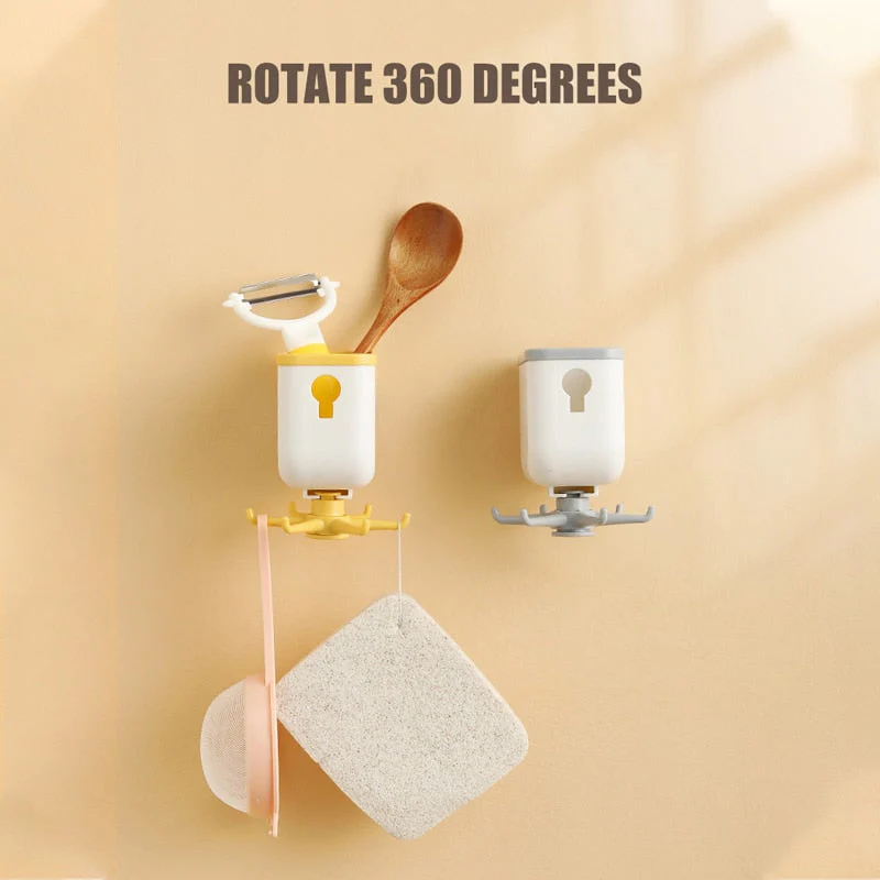 HULIANFU Kitchen Hook Multi-Purpose Hooks 360 Degrees Rotated Rotatable Rack For Organizer and Storage Spoon Hanger Accessories - Deanwangkt