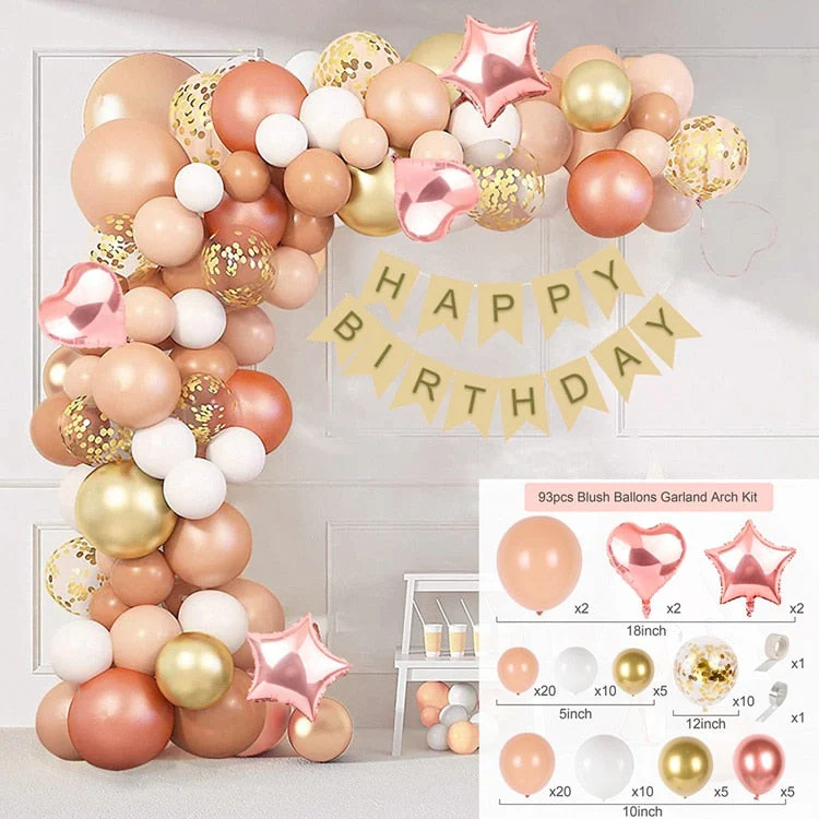 HULIANFU Macaron Pink Balloon Garland Arch Kit Wedding Birthday Party Decoration Kids Globos Rose Gold Confetti Latex Ballon Baby Shower - Deanwangkt