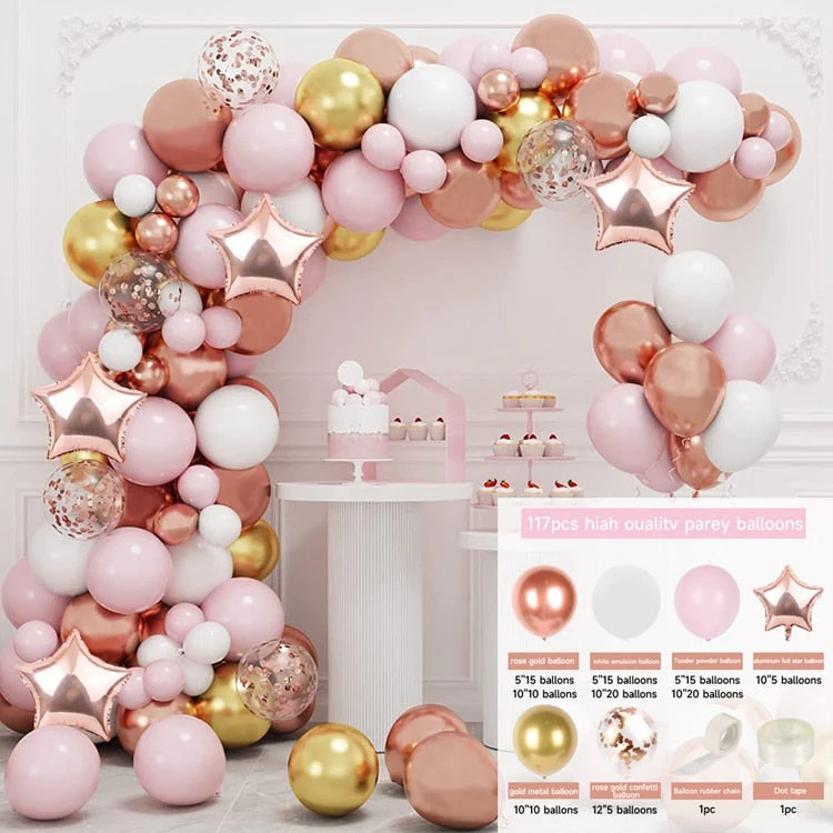 HULIANFU Macaron Pink Balloon Garland Arch Kit Wedding Birthday Party Decoration Kids Globos Rose Gold Confetti Latex Ballon Baby Shower - Deanwangkt