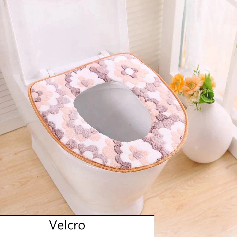 HULIANFU Warm Winter Toilet Seat Cover Closestool Mat Washable Bathroom Accessories Coral Fleece Soft Toilet Pad Universal Toilet Cushion - Deanwangkt